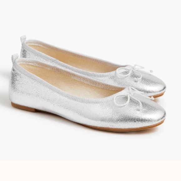 J. Crew Factory Other - NWT J Crew Girls Silver Metallic Ballet Flats Shoes Size 3 Crewcuts